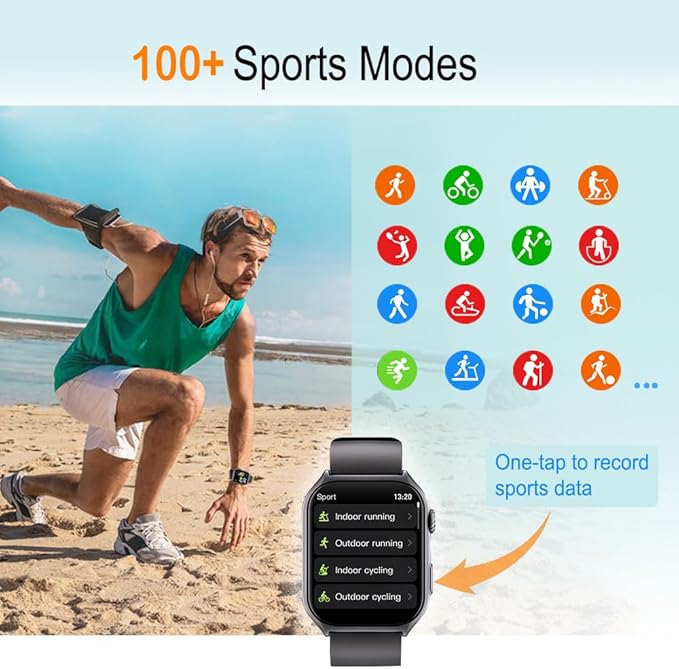 Fitness Tracker Smart Watch (Answer/Make Call) with Heart Rate Monitor/Step Counter/Calories, Activity Tracker Sleep Monitor, IP68, Health Tracker Pedometer Stopwatch for Man Women