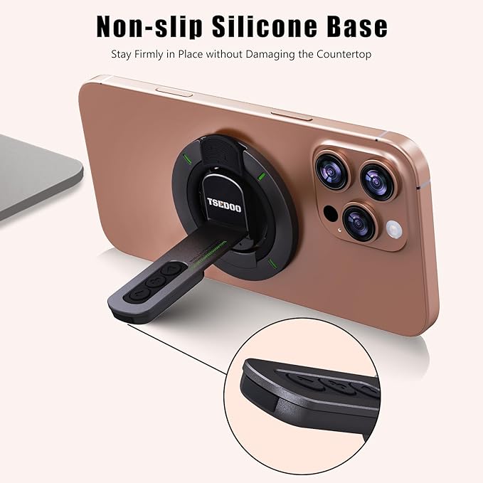 3-in-1 Magnetic Phone Grip Stand with 360° Roration Angle Adjustment, Silicone Finger Ring & Fidget Toy Design, Gym Dual-Sided Magnetic Phone Kickstand for All Phones