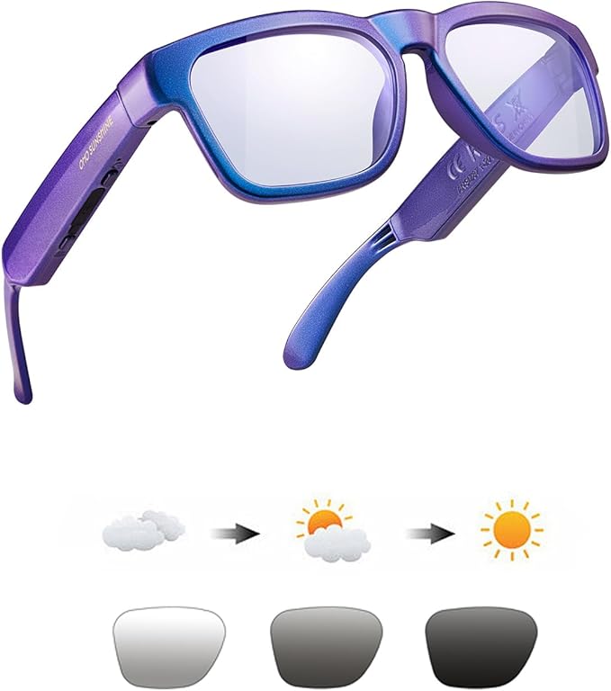 OhO sunshine, Polarized Sunglasses with Bluetooth Speaker, Open Ear Audio, Athletic/Outdoor UV Protection and Voice Control