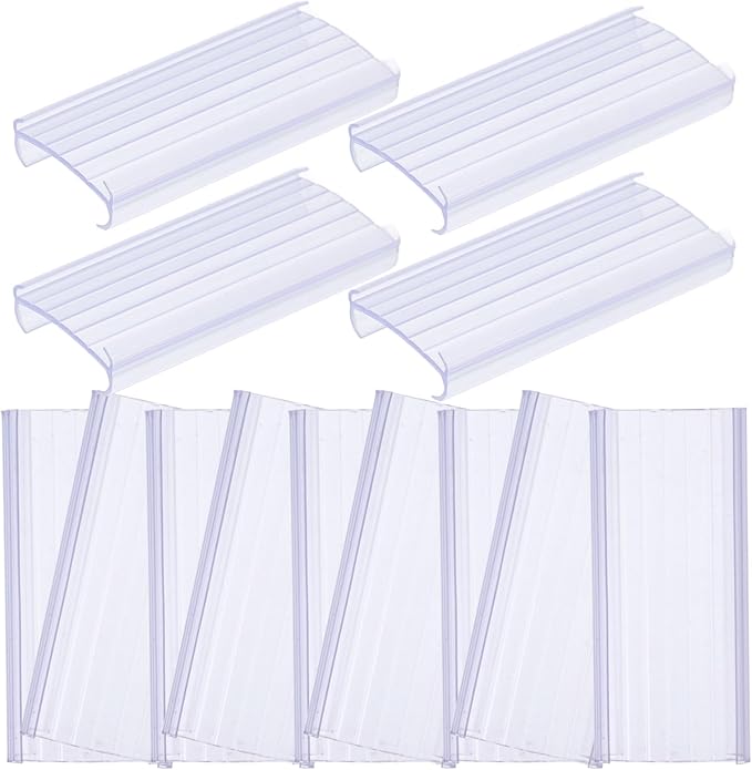30pcs Clear Removable Label Clips for Wire Shelves and Storage Bins Plastic Tag Holders for Easy Organization Baskets Refrigerators and Pantry