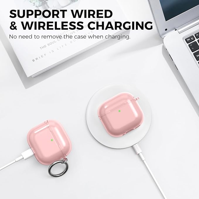 AhaStyle Clear Airpods 4 Case Cover with Cleaning Kit [Anti-Yellowing] Soft TPU Protective Covers Skin Designed for Apple AirPods 4th Generation 2024 Support USB-C Charging Case and Wireless Charging