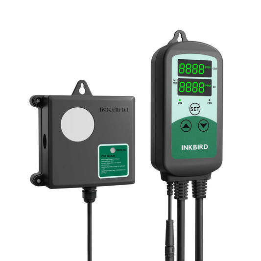 Inkbird ICC-510 CO2 Controller CO2 Meter Dual Plug Carbon Dioxide Controller Fit with CO2 Regulator and Inline Exhaust Fan for Grow Tent, Grow Room, Greenhouse, Grower