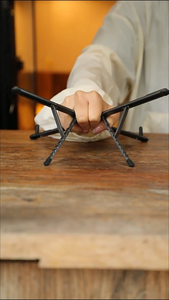 Foldable Laptop Stand, Portable Travel Workstation, Aerospace-Grade Aluminum, Multi-Purpose for Laptop, Tablet and Phone Holder, Stepless Angle Adjustment