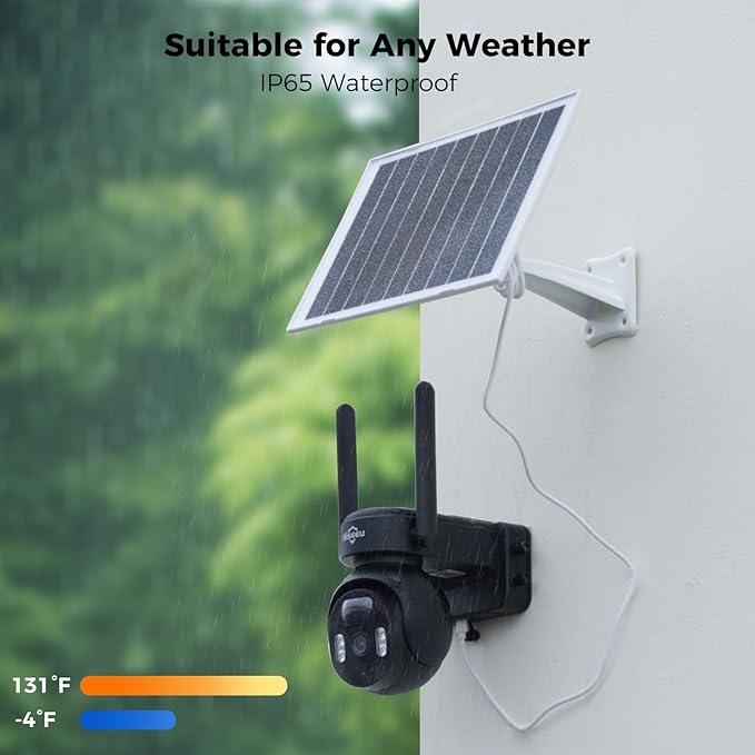 Hiseeu 4G LTE Cellular Security Camera Solar Powered, No WiFi Security Camera Wireless Outdoor, 24/7, PIR Motion, 2 Way Talk, 360° PT, 2K Color Night Vision, 64G SD & SIM Card Included