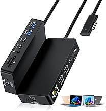 Surface Dock Triple Displays Dual HDMI+VGA with Power Adapter,12 in 1 Surface Docking Station for Surface Pro 12/11/10/9/8/X/7/6/5/4/3,Surface Laptop 7/6/5/4/3/2/1,Surface Book Go Accessories - Image 1