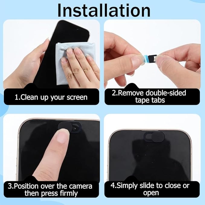 50Pcs Black Laptop Camera Cover 0.04 Inch Ultra Thin Webcam Cover Slide for Mini PC Phone Laptop Desktop Tablet Plastic Durable Phone Privacy Protectors for Home Office Travel Work Use