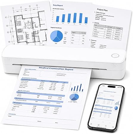 A4 Portable Thermal Printer - Wireless Bluetooth Inkless Printer
