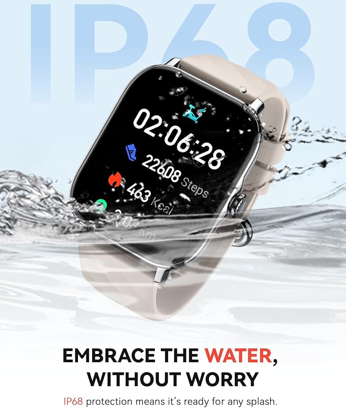 Smart Watches Fitness Tracker for Women Men with Step Counter, Sleep Calorie Monitor, Pedometer, IP68 Waterproof, Smartwatch with 120+ Sports for iPhone Android (Starlight)