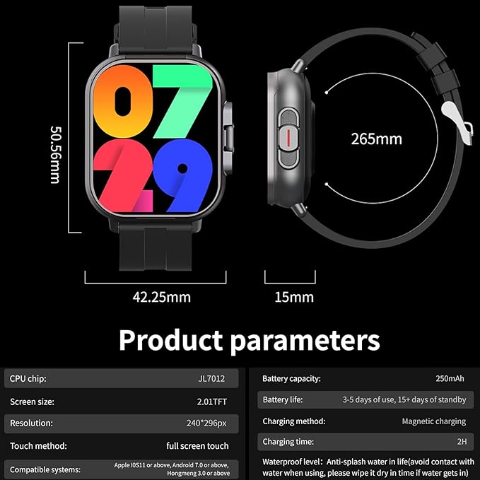 Denash Smart Watch with Earbuds, 2.01" HD Screen Fitness Watch, 2 in 1 Smartwatch with 100+ Sport Modes Fitness Tracker, Sleep/Heart Rate/Blood Pressure Monitor Pedometer for iOS & Androd, Black