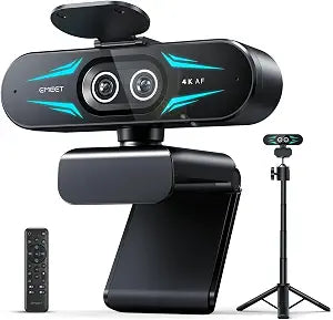 EMEET C60E Dual 4K Webcam for Streaming with Tripod, Wide-Angle & Telephoto