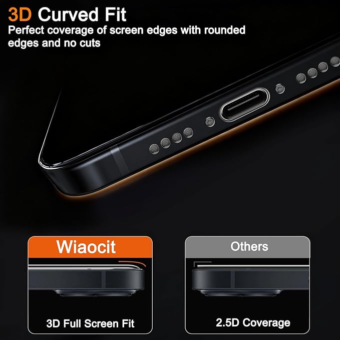 Wiaocit 3 Pack Tempered Glass Screen Protector for iPhone 14 Plus with 3 Pack Camera Lens Protector, 9H Hardness, Bubble Free, Case Friendly