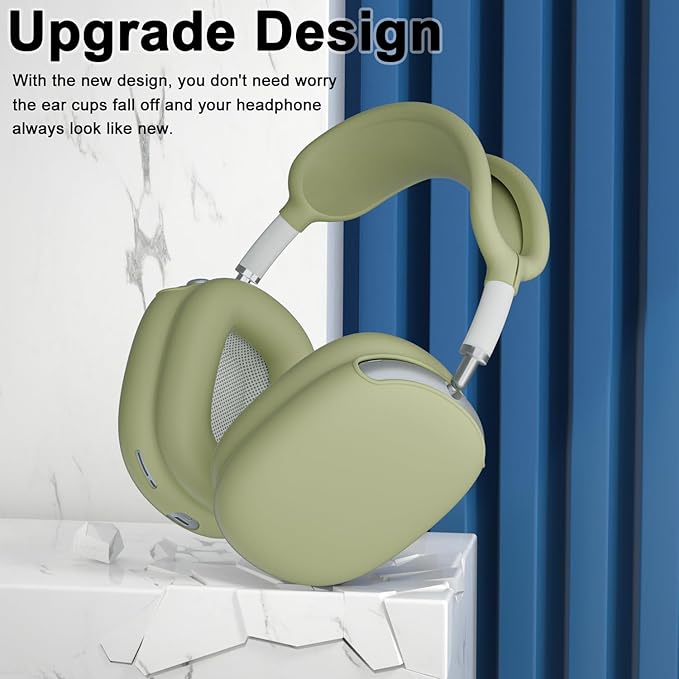 ATUAT for AirPods Max Headphones Case, Protective Silicone Case Cover Skin Accessories Anti-Scratch for Women Men for Apple AirPods Max 2024/2020 (USB-C/Lightning), Army Green