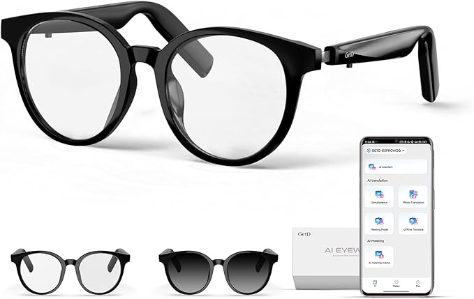 GetD AI Glasses for Men & Women, Smart Glasses Powered by ChatGPT with 145-Language Translation,Bluetooth 5.4 Glasses, Polarized & Photochromic Lenses, 11H Music Play for Driving and Daily Use