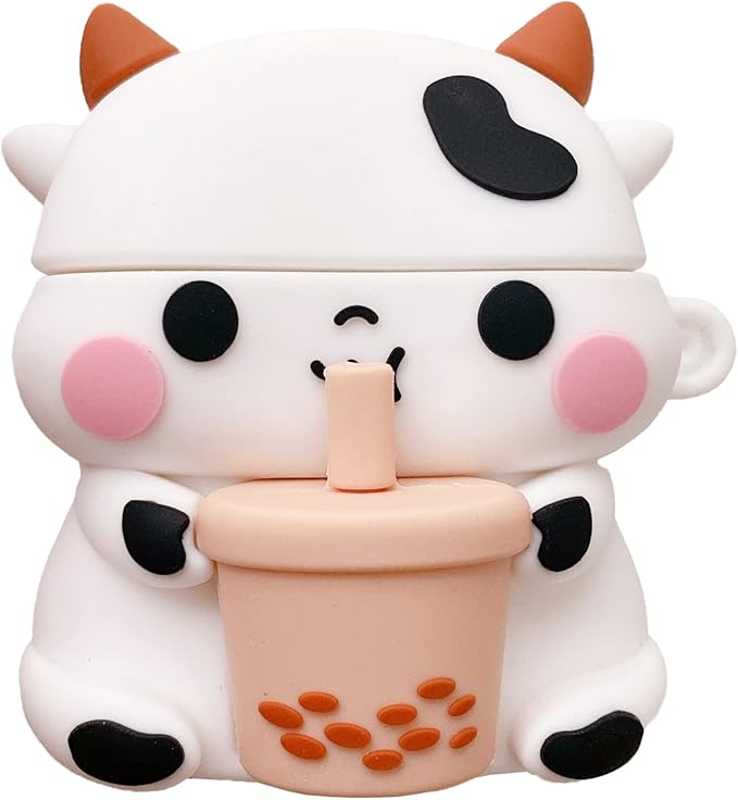 Compatible with Airpods Pro 2nd Generation Case 2022, Cute AirPods Pro 2 Case Cartoon, Kawaii Soft Silicone Protective Cover for Apple New Airpods Pro2 for Men Women (Boba Tea Cow)