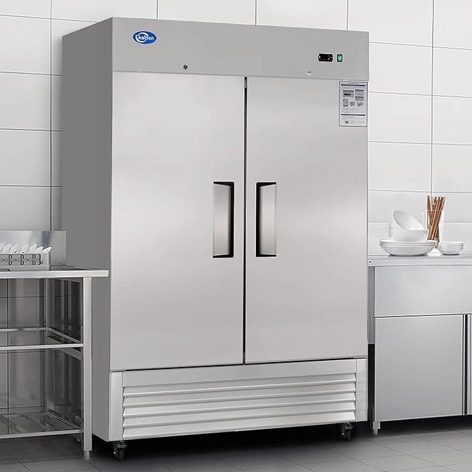 54"W 2 Door Commercial Freezer, 49 Cu.ft Stainless Steel Reach-in Upright Fan Cooling Freezer for Restaurant Bar Shop, etc