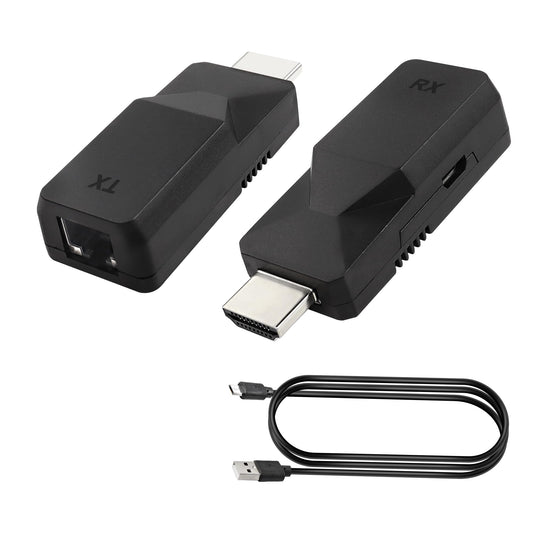 MEIRIYFA HDMI Extender Ethernet RJ45 to HDMI Adapter Repeater Over LAN Cat6 Cable Up to 196ft/60m 1080p Transmitter and Receiver from Displays for HDTV, PC, DVD