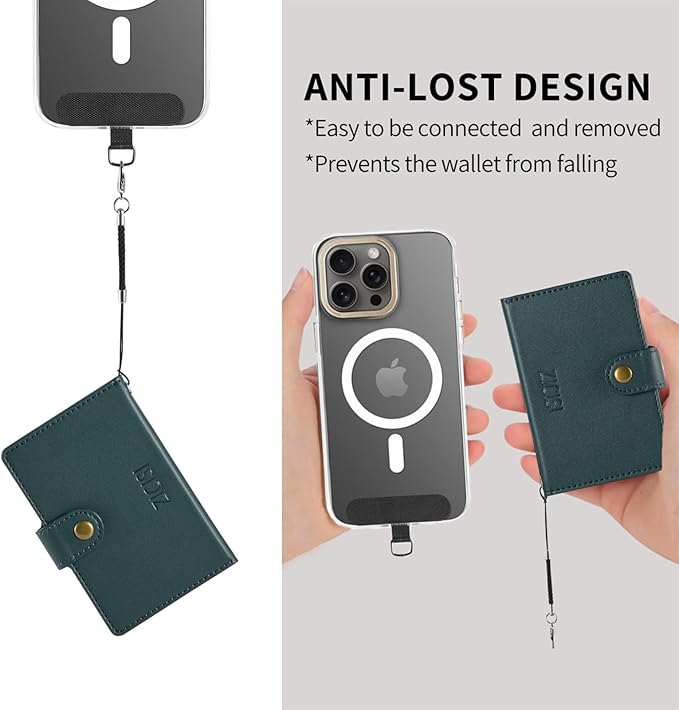 for Apple Magsafe Wallet,PU Leather Magnetic Wallet for iPhone 17/16/15/14/13/12 pro Max/Mini/plus,6 Card Holders with RFID Blocking (Dark green)