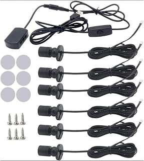 6 PCS Mini LED Spotlight for Display Cabinet, Aluminum USB Showcase Lights with Dimmer, 5V 1W Rotatable Jewelry Display Lighting for Painting Plant Picture (Warm White 3000K, Black)