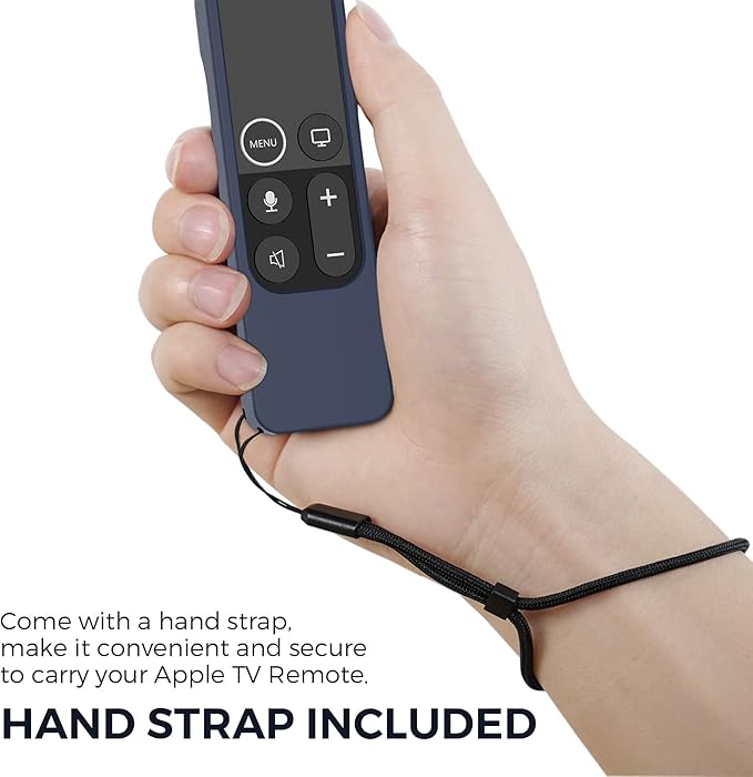 AhaStyle Protective Case for Apple TV Siri Remote With AirTag Holder, Anti-Slip Silicone Cover Compatible With 2017 4K [1st Generation] and 2016 HD (Midnight Blue)