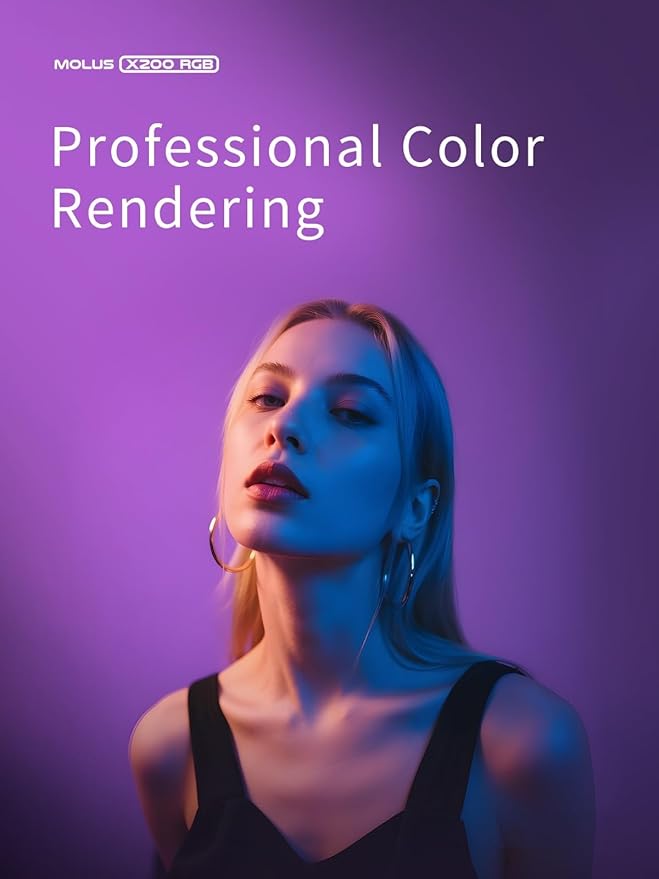 ZHIYUN MOLUS X200 RGB Combo 200W Video Light zhiyun Light Supports HUB Expansion, and PD Power Photography Lighting 2500K~10000K CRI>95 TLCI>97 with Bowens Mount Diffuser for YouTube