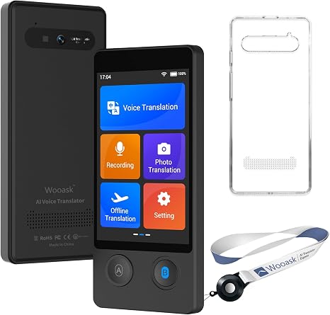 Wooask W12 Language Translator Device, 2026 Upgraded AI Translator No WiFi Needed Support ChatGPT, 140+ Languages Instant Translator Support Offline/Recording/Photo Translation for Travel Business