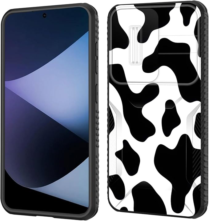 for Galaxy S26 Case Built in Slide Camera Lens Cover,Heavy Duty Shockproof Protection Dual Layer Case for Samsung Galaxy S26 6.3" 2026,Cow Print