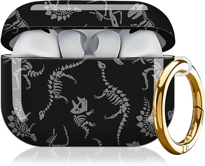Compatible with AirPod Pro 3rd Generation Case 2025,Fashion Protective Cover with Keychain, Anti-Scratch, Drop Protection,Shockproof Cover for AirPod Pro 3 Women(Dinosaur Skull)