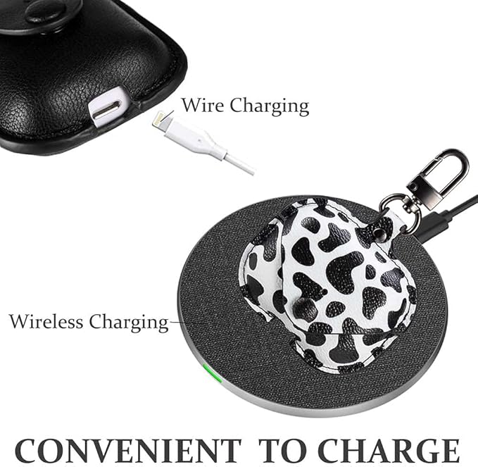 Genuine Leather Case Compatible with AirPods Pro Case 2nd/1st Gen (2023/2022/2019), VOMA Protective Cover for Apple AirPods Pro 2/Pro Wireless Charging Case with Keychain and Snap Lock Cow