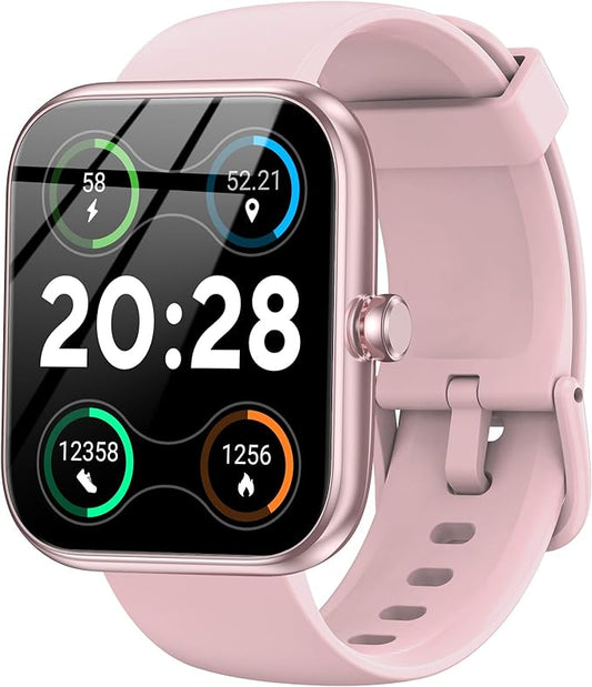 Smart Watch, 1.83" HD Touchscreen Fitness Tracker, Bluetooth Call, IP68 Waterproof, 120+ Sport Modes, 24/7 Heart Rate & Sleep Monitor, Long Battery Life, Compatible with iPhone Android iOS (Pink)
