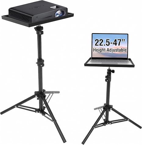 Veemoon Projector Tripod Stand with Tray, 22.5-47" Height Adjustable