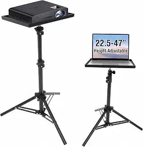 Veemoon Projector Tripod Stand with Tray, 22.5-47" Height Adjustable