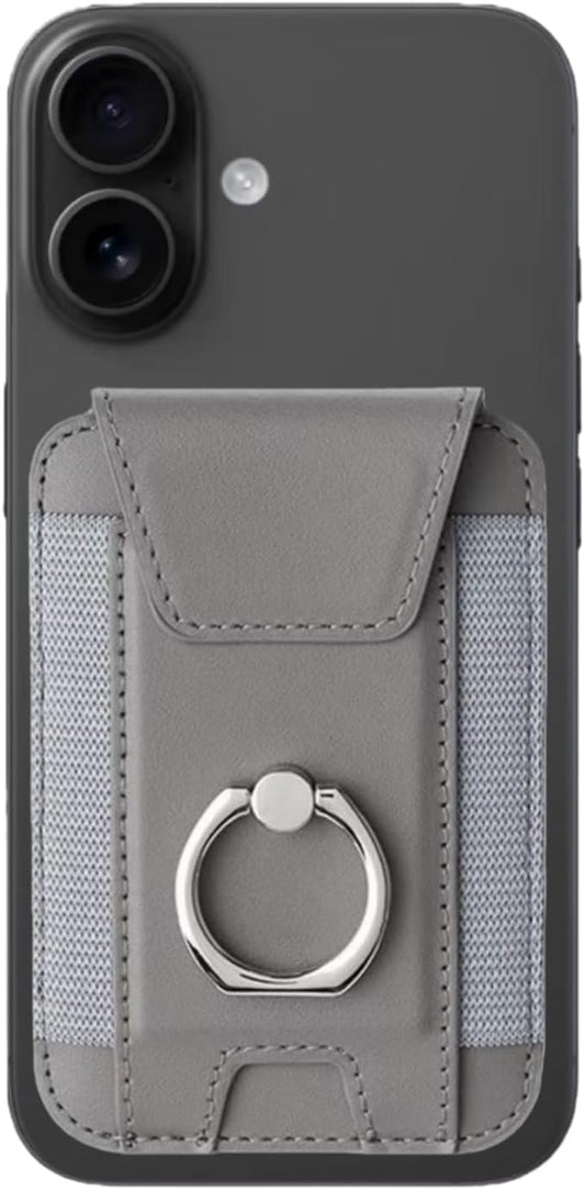 for Magsafe Wallet, Slim Magnetic Card Wallet with Grip, 7 Cards Holder RFID Blocking, Ring Stand Stick on Wallet with Privacy Flap(Grey)