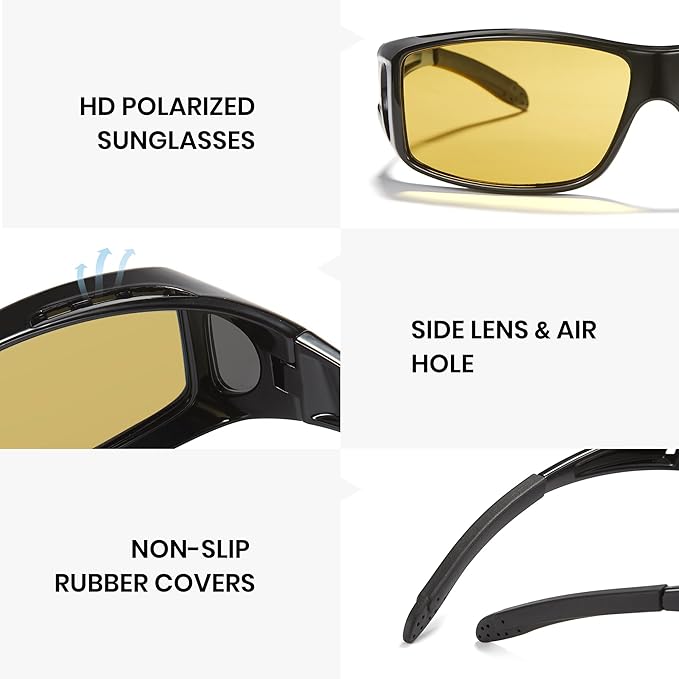 Cyxus Photochromic Day Night Vision Driving Glasses Men Women Fit Over Polarized Wrap-Around Eyeglasses 1304Hi