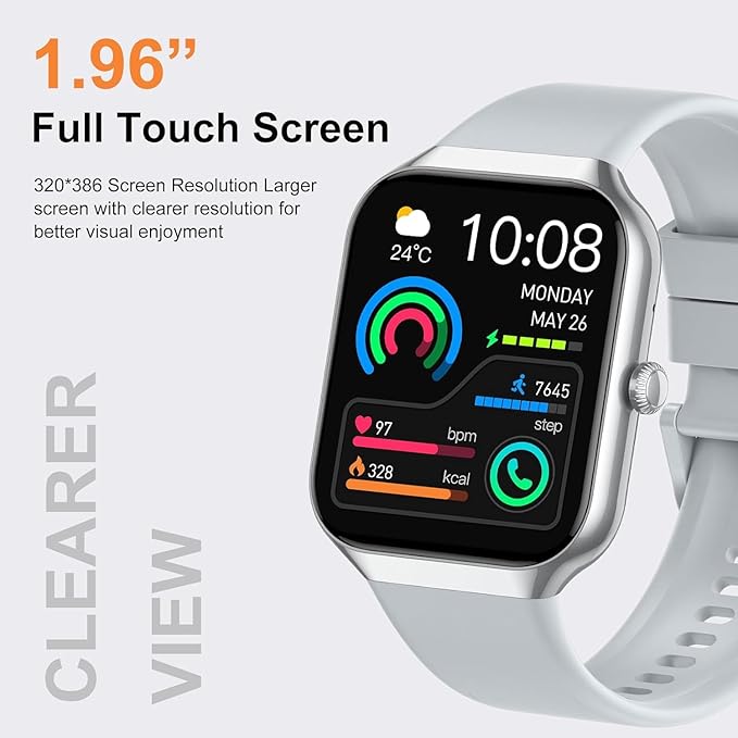 Smart Watch 2026 NEW 1.91" Smartwatch for Men Women(Answer/Make Call),Fitness Watch with 110+ Sport Modes, Reloj Inteligente with Sleep Monitor/Heart Rate/Step/Calories/IP68,for Android iOS, Silver
