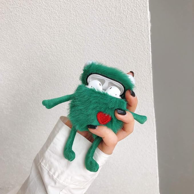 SGVAHY Furry Case for AirPods Pro 3rd Generation Funny Cute 3D Cartoon Plush Design Soft Warm Fluffy AirPod Pro 3 Cover with Keychain Kawaii Anti-Fall Protective Case Women Girls(Frog)