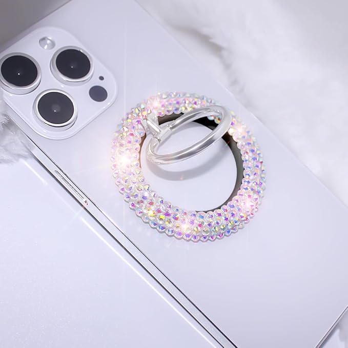 Bling Magnetic Cell Phone Ring Holder Grip ，Glitter Sparkle Magnet Finger Phone Ring Grip Stand Holder (Black)