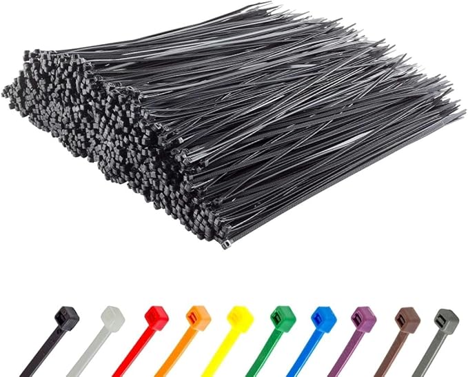 GTSE 6 Inch Black Zip Ties, 1,000 Bulk Pack, 40lb Strength, UV Resistant Strong Nylon Cable Ties, Self-Locking 6" Tie Wraps