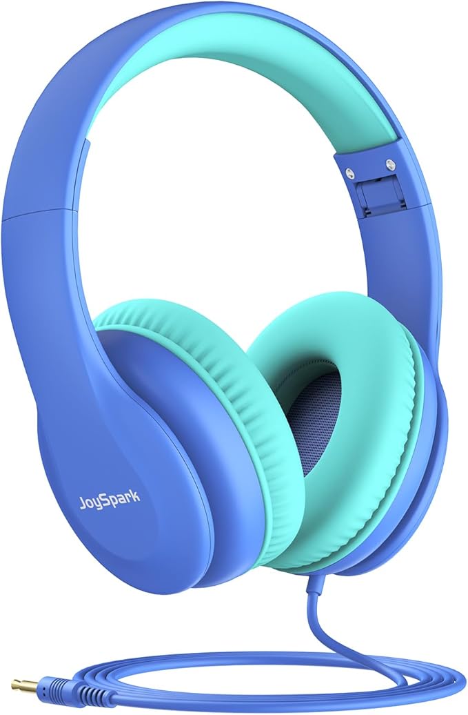 Wired Headphones for Kids, 85dB Volume Limit, 3.5mm Kids Headphones with Cord, Adjustable, Stereo Sound Foldable Toddler headsets for School-Blue