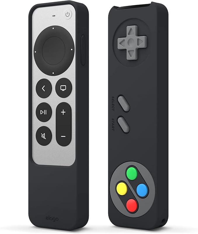 elago R4 Retro Case Compatible with 2022 Apple TV 4K Siri Remote 3rd Generation, Compatible with 2021 Apple TV Siri Remote 2nd Gen - Classic Controller Design [Non-Functional], Lanyard (Black)