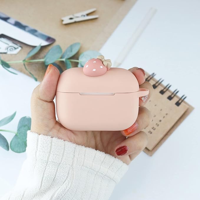 Wonhibo for Airpods Pro Case for Women Girls, Cute Kawaii Cover for Airpod Pro 2019 with Keychain (Strawberry)