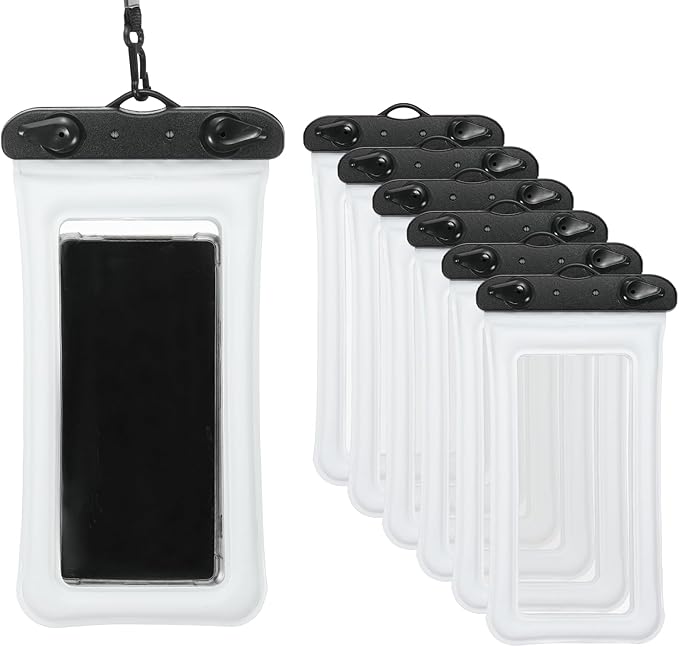 PATIKIL 6Pcs Waterproof Phone Pouch Floating No Sink Universal Cellphone Dry Bag Waterproof Phone Case for Kayaking Beach Swimming Hiking, White