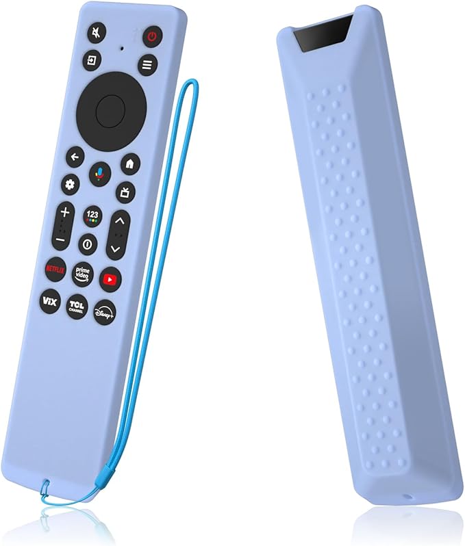 Silicone Cover for TCL RC813A Remote 2025 QM6K Series Remote Silicone Protective Skin Case Anti-Slip Cover with Lanyard(Luminous Blue)