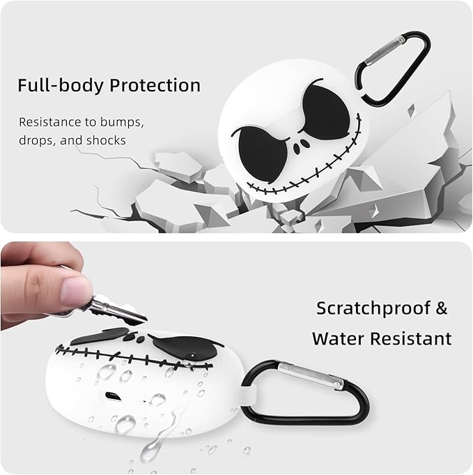 Compatible with Apple AirPods Pro 3 Case 2025 Cover with Cleaner kit, [Glow in The Dark] 3D Skull AirPods Pro 3 Case Soft Silicone Protective Skin Case for Airpods Pro3 for Women Men