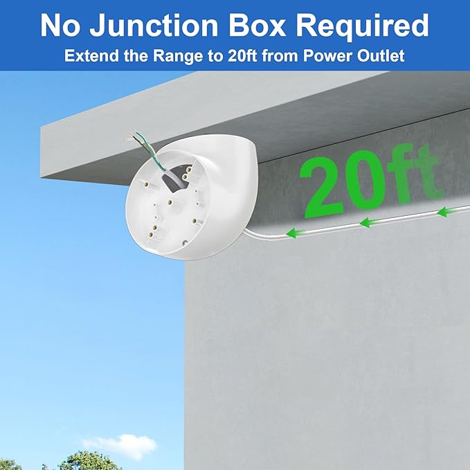 Eave Mount with Power Cable for Ring Floodlight Cam Wired Plus/Pro, Ring Floodlight Cam Pro (2nd Gen) and Blink/Google Nest/Wyze/Roku Floodlight Camera Mounting Bracket with 20ft Charging Cable