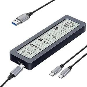 NVMe M.2 SSD Enclosure LCD Smart Health Monitor 10Gbps USB-C Plug&Play Mac PS4