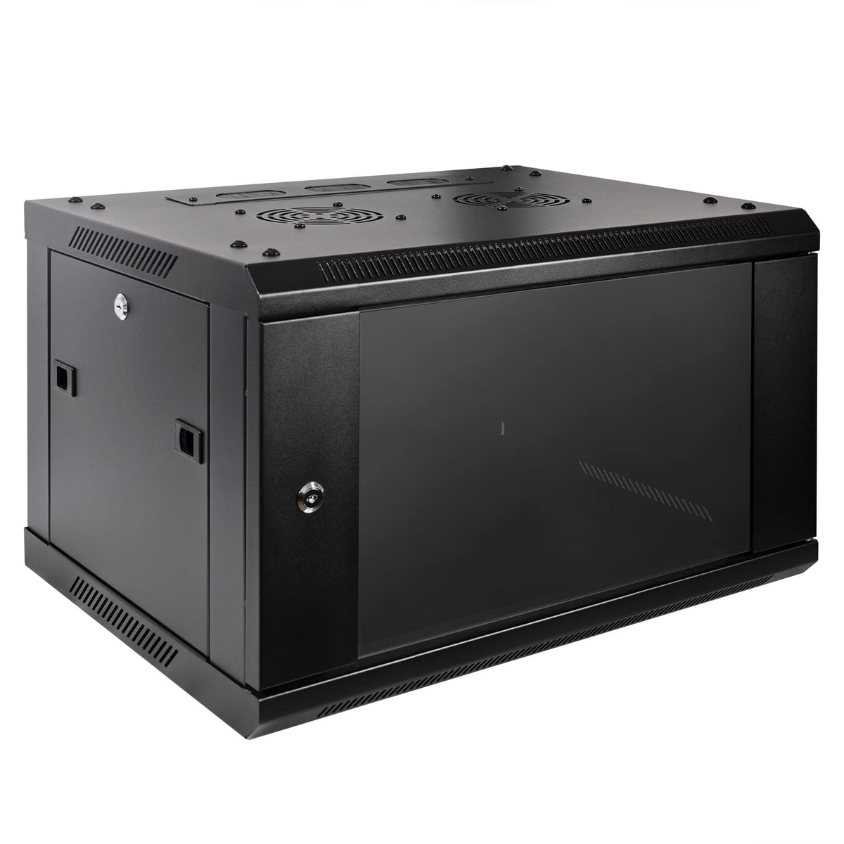 RackPath 6U Professional Wall Mount Server Cabinet Network Rack Enclosure with 2X Quiet Cooling Fan, 1x Brush Cable Management Panel, Black