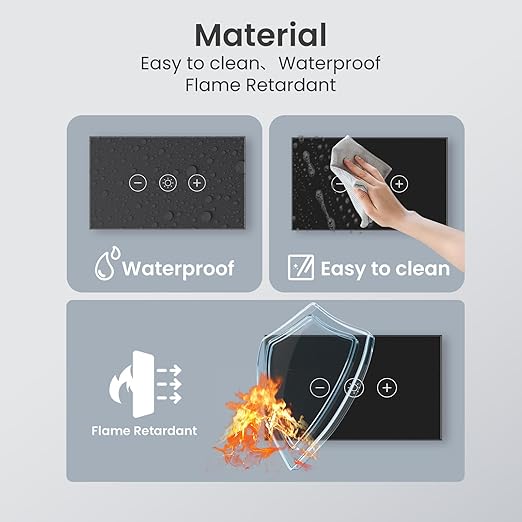 Smart Dimmer Switch Neutral Wire Required, 2.4GHz WiFi Dimmer Light Switch with Remote Voice Control, Tempered Glass Panel, Compatible with Alexa and Google Home, Black WiFi Dimmer