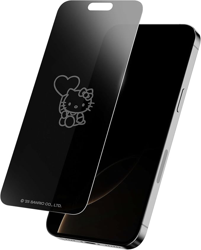Hello Kitty Balloon Privacy Screen Protector for iPhone 14 Pro Max - with Disappearing Logo - Scratch-Resistant and Easy-to-Install Screen Protectors (Includes Installation Tray)
