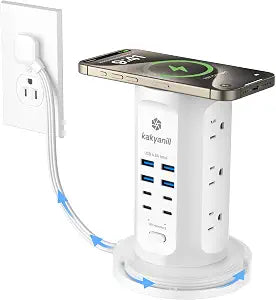 Power Strip Tower, kakyanill Charging Station 9 AC Outlets 8 USB Ports