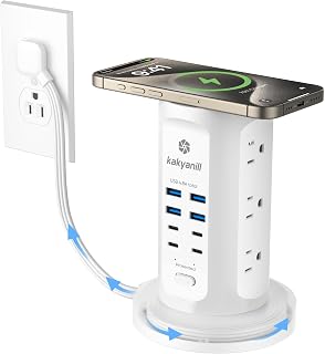 Power Strip Tower, kakyanill Charging Station 9 AC Outlets 8 USB Ports - Image 1